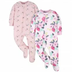 Gerber® 2-Pack Baby Girls Flowers & Koalas Fleece Pajamas