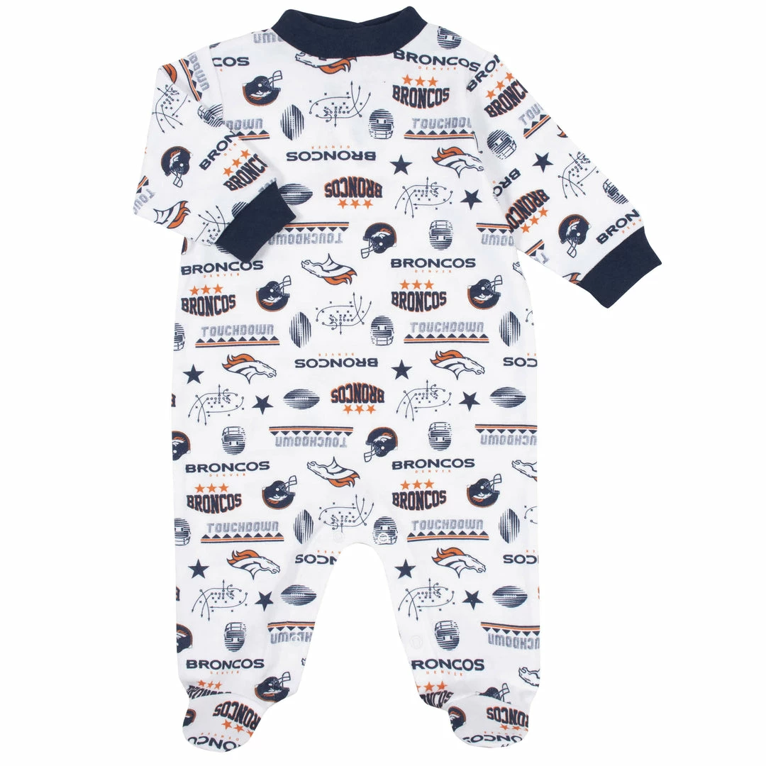 Cheapest ❤️ NFL Denver Broncos 3-Piece Baby Boys Bodysuit, Sleep 'N Play, And Cap Set ✨ 3 NFL Denver Broncos 3-Piece Baby Boys Bodysuit, Sleep 'N Play, And Cap Set