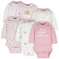 Gerber® 6-Pack Baby Girls Castle Long Sleeve Onesies® Bodysuits