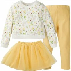 Gerber® 3-Piece Baby & Toddler Girls Floral Meadow French Terry Top, Tulle Tutu, & Legging Set