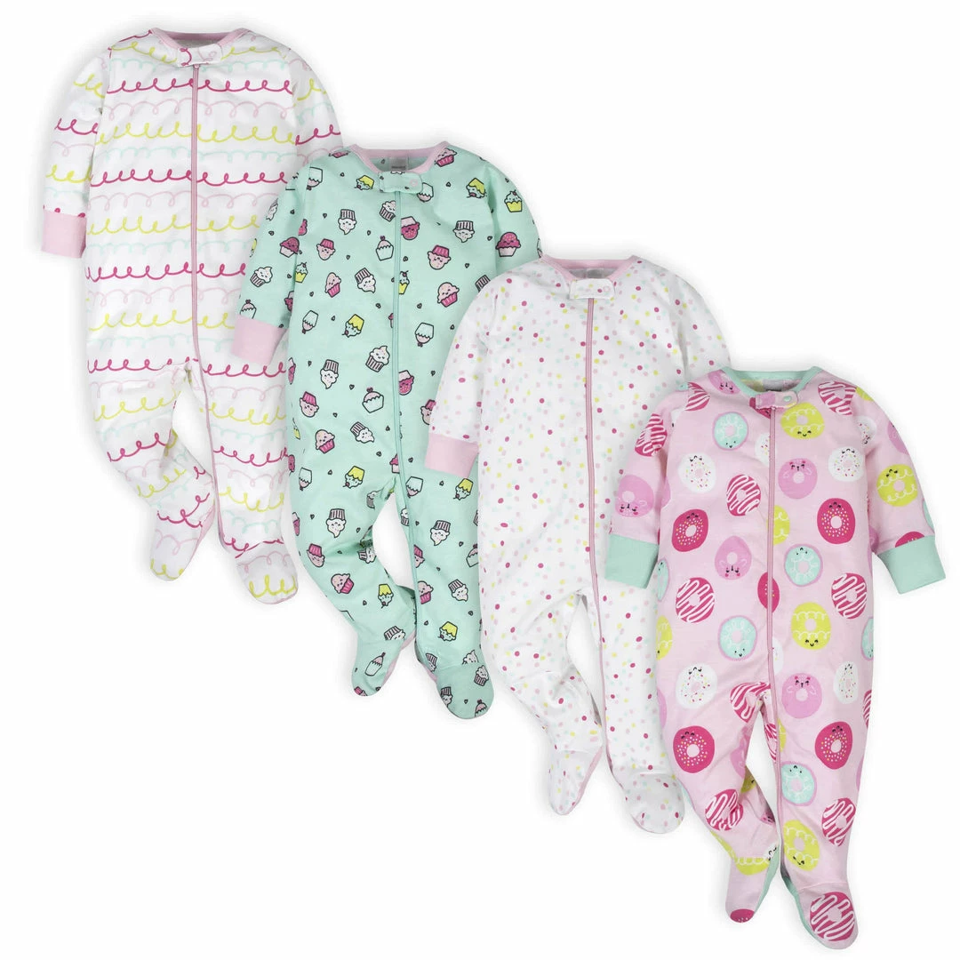 Deals ✔️ Onesies® Brand 4-Pack Baby 👧 Girls Sweet Treat Sleep N' Plays BabyPreemie - 24M ✔️ 1 Onesies® Brand 4-Pack Baby Girls Sweet Treat Sleep N' Plays BabyPreemie - 24M