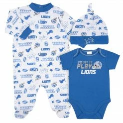 NFL Detroit Lions 3-Piece Baby Boys Bodysuit, Sleep 'N Play, And Cap Set