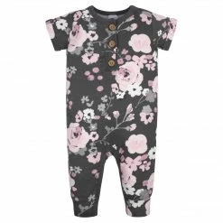 Gerber® 2-Pack Baby Girls Floral & Daisies Short Sleeve Rompers