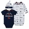 NFL Baby Boys 3-Piece Denver Broncos Bodysuit, Gown, And Cap Set