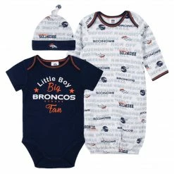 NFL Baby Boys 3-Piece Denver Broncos Bodysuit, Gown, And Cap Set
