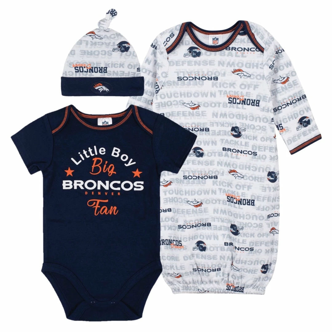 Coupon 🥰 NFL Baby Boys 3-Piece Denver Broncos Bodysuit, Gown, And Cap Set 🔔 1 NFL Baby Boys 3-Piece Denver Broncos Bodysuit, Gown, And Cap Set