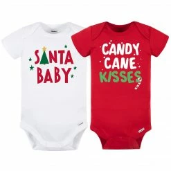 Gerber® 2-Pack Baby "Candy Cane Kisses" & "Santa Baby" Short Sleeve Onesies® Holiday Bodysuits
