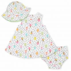Gerber® 3-Piece Baby Girls' Frozen Treats Dress, Diaper Cover, And Hat Set BabyPreemie - 24M