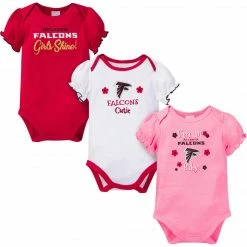 NFL BabyPreemie - 24M 3-Pack Baby Girls Falcons Short Sleeve Bodysuits