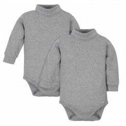Gerber® 2-Pack Baby Neutral Long Sleeve Turtleneck Onesies® Bodysuits - Grey Heather BabyPreemie - 24M