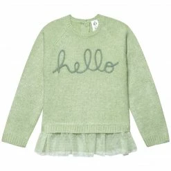 Gerber® Kids BabyPreemie - 24M Infant & Toddler Girls Green Sweater With Tulle Trim