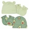 Gerber® 4-Piece Baby Neutral Comfy Stretch Avocado Caps & No Scratch Mittens Set BabyPreemie - 24M