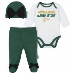 NFL BabyPreemie - 24M New York Jets Baby Girls Bodysuit, Pant, And Cap Set