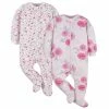 Gerber® 2-Pack Baby Girls Comfy Stretch Roses & Bunnies Sleep 'n Plays