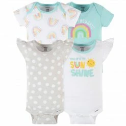 Gerber® See What's New 4-Pack Baby Girls Dots Of Rainbows Short Sleeve Onesies® Bodysuits