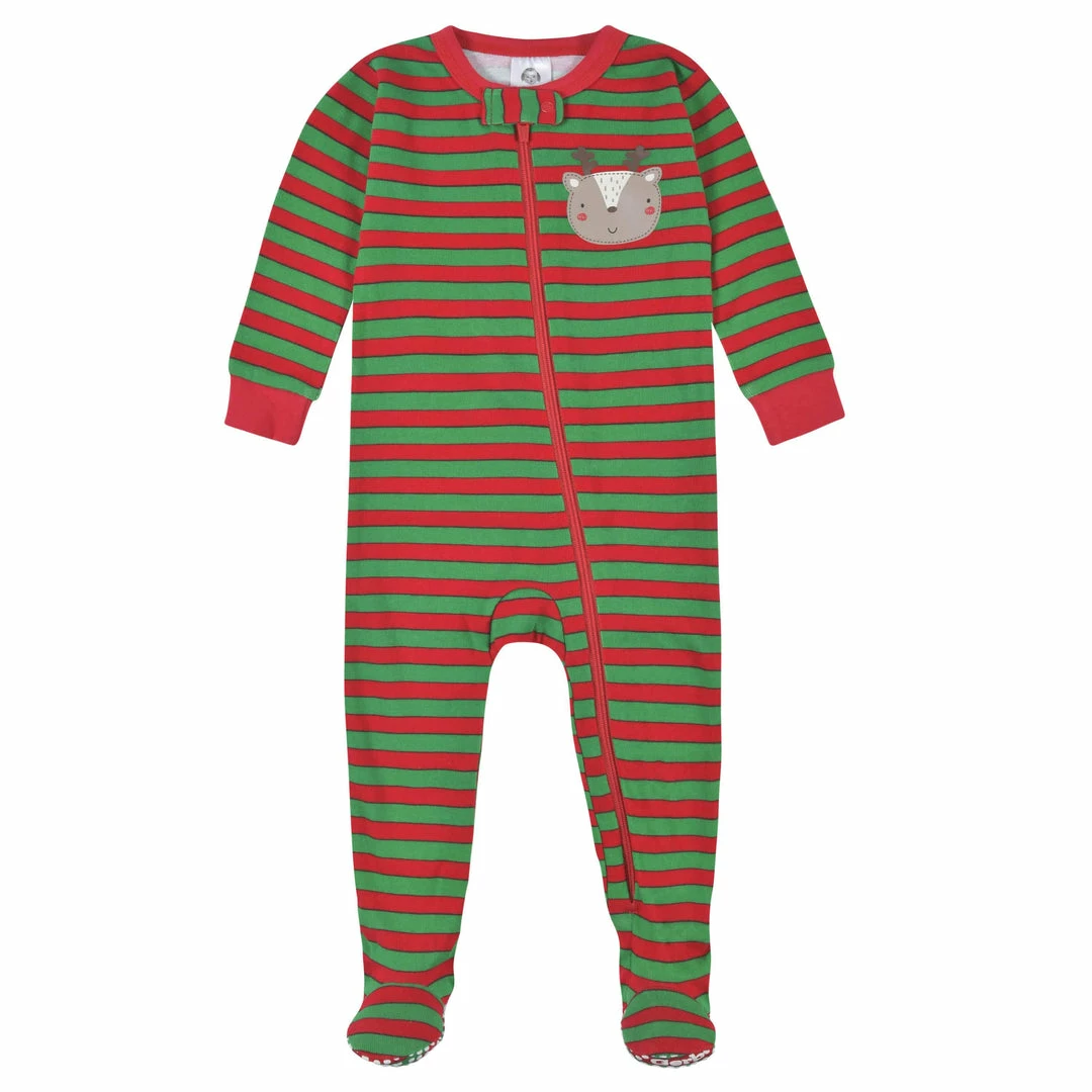 New 🔥 Gerber® 2-Pack Baby Neutral Reindeer & Snowflake Snug Fit Footed Cotton Pajamas BabyPreemie - 24M 👏 2 Gerber® 2-Pack Baby Neutral Reindeer & Snowflake Snug Fit Footed Cotton Pajamas BabyPreemie - 24M