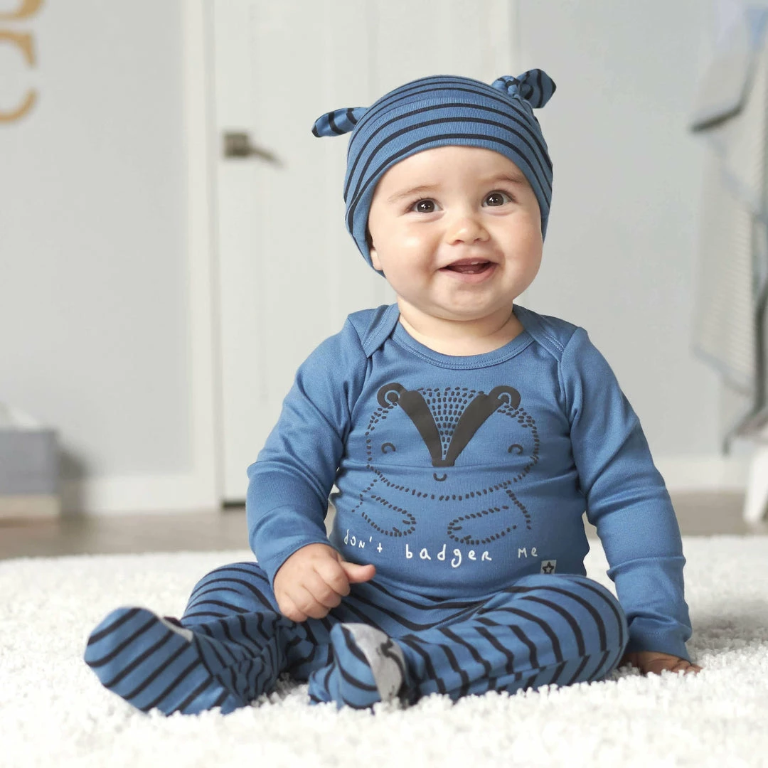 Hot Sale 🎁 Gerber® 3-Piece Baby Boys Comfy Stretch Badger 👕 Shirt, Footed Pant And Cap Set BabyPreemie - 24M 🤩 2 Gerber® 3-Piece Baby Boys Comfy Stretch Badger Shirt, Footed Pant And Cap Set BabyPreemie - 24M