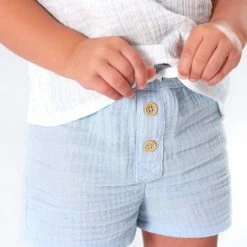Gerber® Kids Infant & Toddler Neutral Blue Gauze Shorts