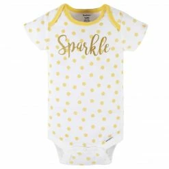 Gerber® 4-Pack Baby Girls Yellow Garden Short Sleeve Onesies® Bodysuits See What's New