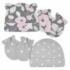 Gerber® 4-Piece Baby Girls Comfy Stretch Floral Leopard Caps & No Scratch Mittens Set BabyPreemie - 24M
