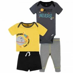 Gerber® 4-Piece Baby Boys Blast Off Onesies® Bodysuit, Tee, Shorts & Pant Set See What's New
