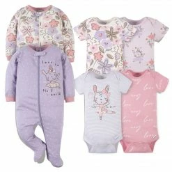 Gerber® 6-Piece Baby Girls Bunny Ballerina Onesies® Bodysuit And Sleep 'N Play Set BabyPreemie - 24M
