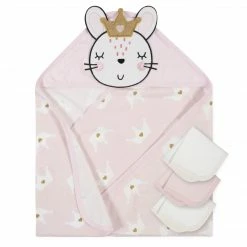 Gerber® Bath 4-Piece Baby Girls Bunny Ballerina Hooded Towel & Washcloth Set