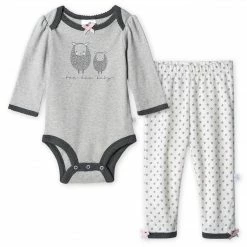 Just Born By Gerber® Organic Baby Girls 2-Piece Lil' Lamb Long Sleeve Bodysuit And Pant Set