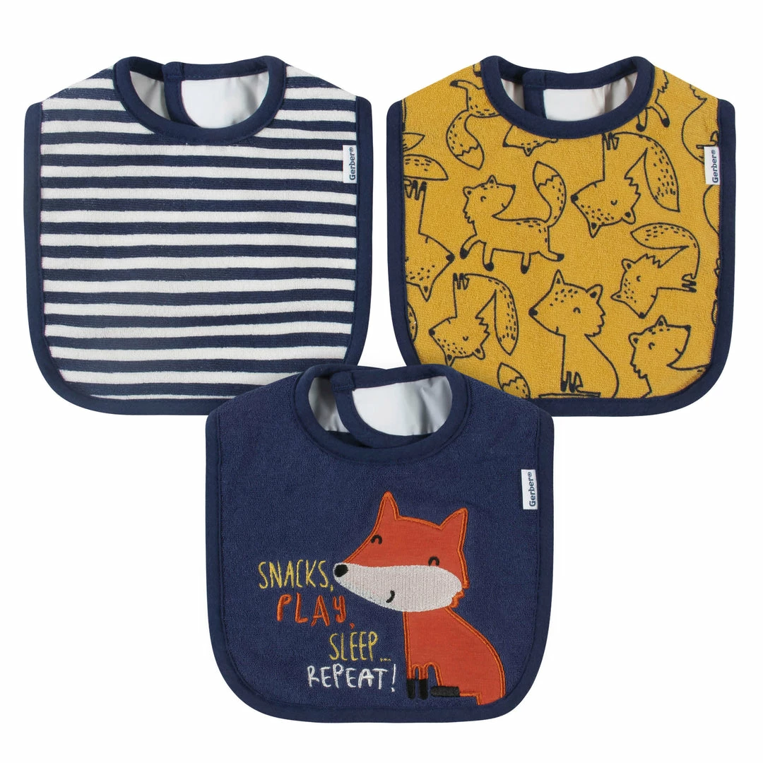 Buy 🧨 Gerber® 3-Pack Boys Fox Bibs BabyPreemie - 24M 😀 1 Gerber® 3-Pack Boys Fox Bibs BabyPreemie - 24M