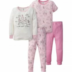 Gerber® BabyPreemie - 24M 4-Piece Infant & Toddler Girls Castle Snug Fit Cotton Pajamas