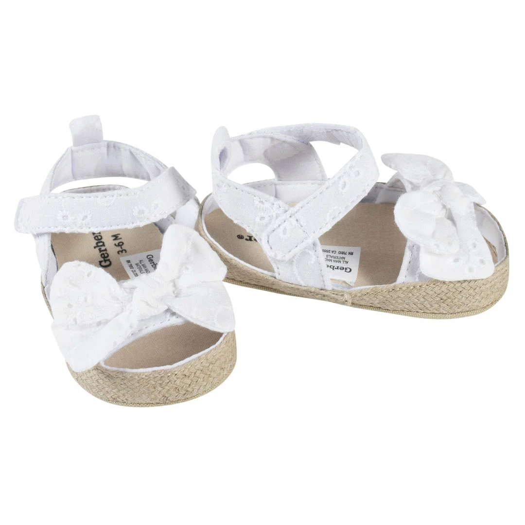 Wholesale 🛒 Gerber® See What's New Baby 👧 Girls White Eyelet Espadrille 🩴 Sandal 🥰 1 Gerber® See What's New Baby Girls White Eyelet Espadrille Sandal