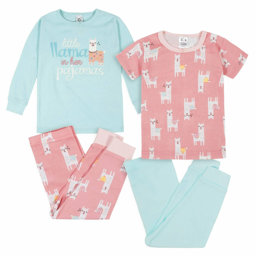 Flash Sale ⌛ Gerber® 4-Piece Infant & Toddler 👧 Girls Llama Snug Fit Cotton Pajamas BabyPreemie - 24M ⭐ 1 Gerber® 4-Piece Infant & Toddler Girls Llama Snug Fit Cotton Pajamas BabyPreemie - 24M