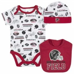 NFL Atlanta Falcons 3-Piece Baby Boys Bodysuit, Bib, And Cap Set BabyPreemie - 24M