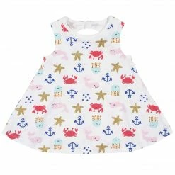 Gerber® 3-Piece Baby Girls' Sea Creatures Dress, Diaper Cover, And Hat Set