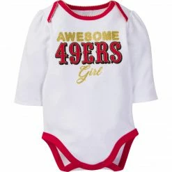 NFL 3-Piece Baby Girls 49Ers Bodysuit, Footed Pant, & Cap Set BabyPreemie - 24M