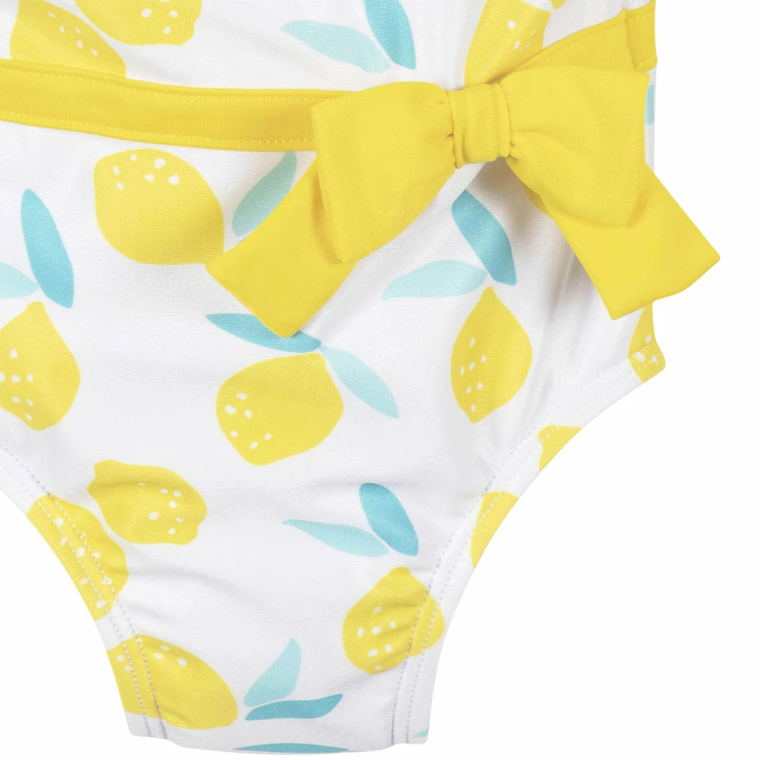 Cheapest 👍 Gerber® See What's New Baby & Toddler 👧 Girls Lemon Squeeze One-Piece 🩱 Swimsuit With Ruffle 👍 4 Gerber® See What's New Baby & Toddler Girls Lemon Squeeze One-Piece Swimsuit With Ruffle