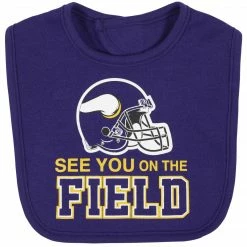 NFL Minnesota Vikings 3-Piece Baby Boys Bodysuit, Bib, And Cap Set BabyPreemie - 24M