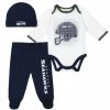 NFL Seattle Seahawks 3-Piece Baby Boys Bodysuit, Pant, And Cap Set BabyPreemie - 24M