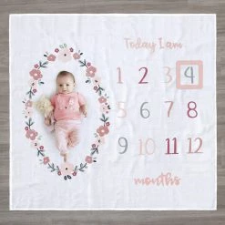 Gerber® 2-Piece Baby Girls Floral Milestone Blanket Set