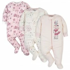 Gerber® BabyPreemie - 24M 3-Pack Organic Baby Girls Fox Sleep 'n Plays