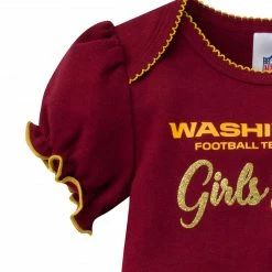 NFL 3-Pack Baby Girls Washington Short Sleeve Bodysuits