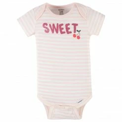 Gerber® 4-Pack Baby Girls Cherry Kisses Short Sleeve Onesies® Bodysuits