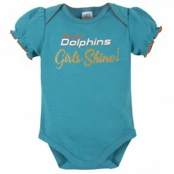 Hot Sale 🤩 NFL Miami Dolphins Baby 👧 Girls Short Sleeve Bodysuits 🧨 8 NFL Miami Dolphins Baby Girls Short Sleeve Bodysuits