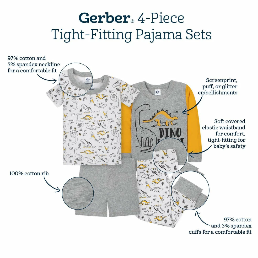 Flash Sale ⌛ Gerber® 4-Piece Infant & Toddler 👧 Girls Llama Snug Fit Cotton Pajamas BabyPreemie - 24M ⭐ 6 Gerber® 4-Piece Infant & Toddler Girls Llama Snug Fit Cotton Pajamas BabyPreemie - 24M