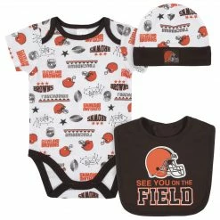 NFL Cleveland Browns 3-Piece Baby Boys Bodysuit, Bib, And Cap Set