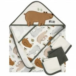 Gerber® Bath 4-Piece Boys Bear Hooded Towel & Washcloth Set