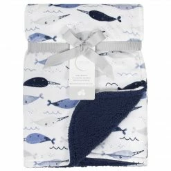 Just Born By Gerber® Blue Narwhal Printed Blanket