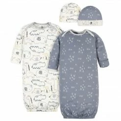Gerber® 4-Piece Organic Baby Boys Wild Guy Gowns & Caps BabyPreemie - 24M