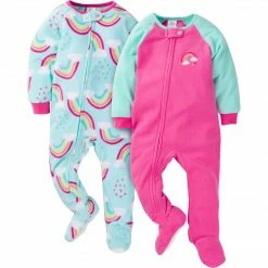 Gerber® BabyPreemie - 24M 2-Pack Baby & Toddler Girls Rainbow Fleece Pajamas
