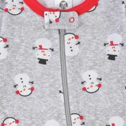 Gerber® Baby Neutral Snowman Snug Fit Footed Cotton Pajamas
